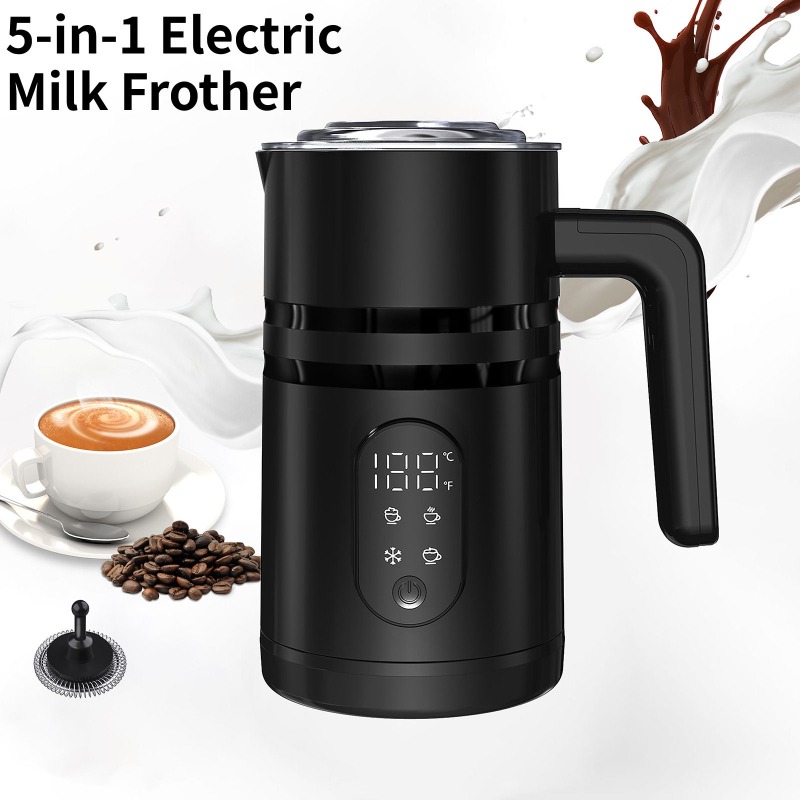 Electric Milk Frother Handheld - 5-in-1 Multifunctional Electric Milk Frother Steamer