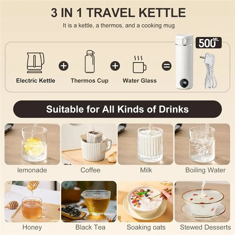 【BRAND NEW】500Ml Mini Portable - đánh giá và giá Electric Kettle Temperature Control
